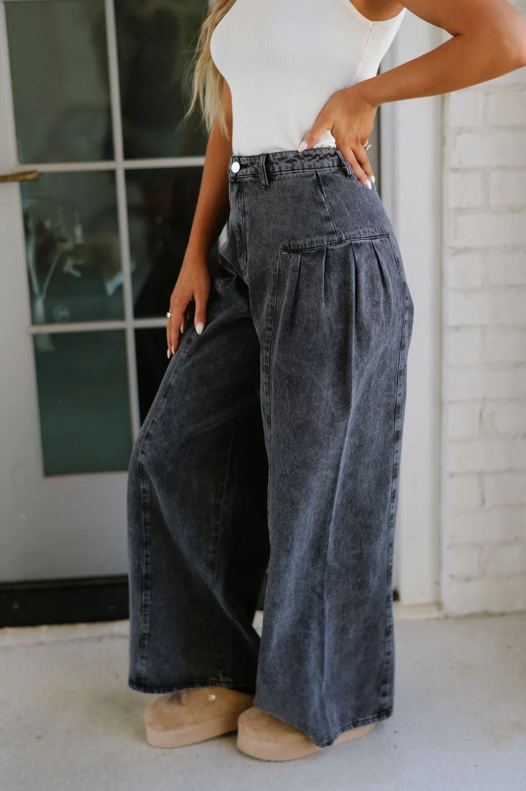 Malta Wide Leg Pants- Black