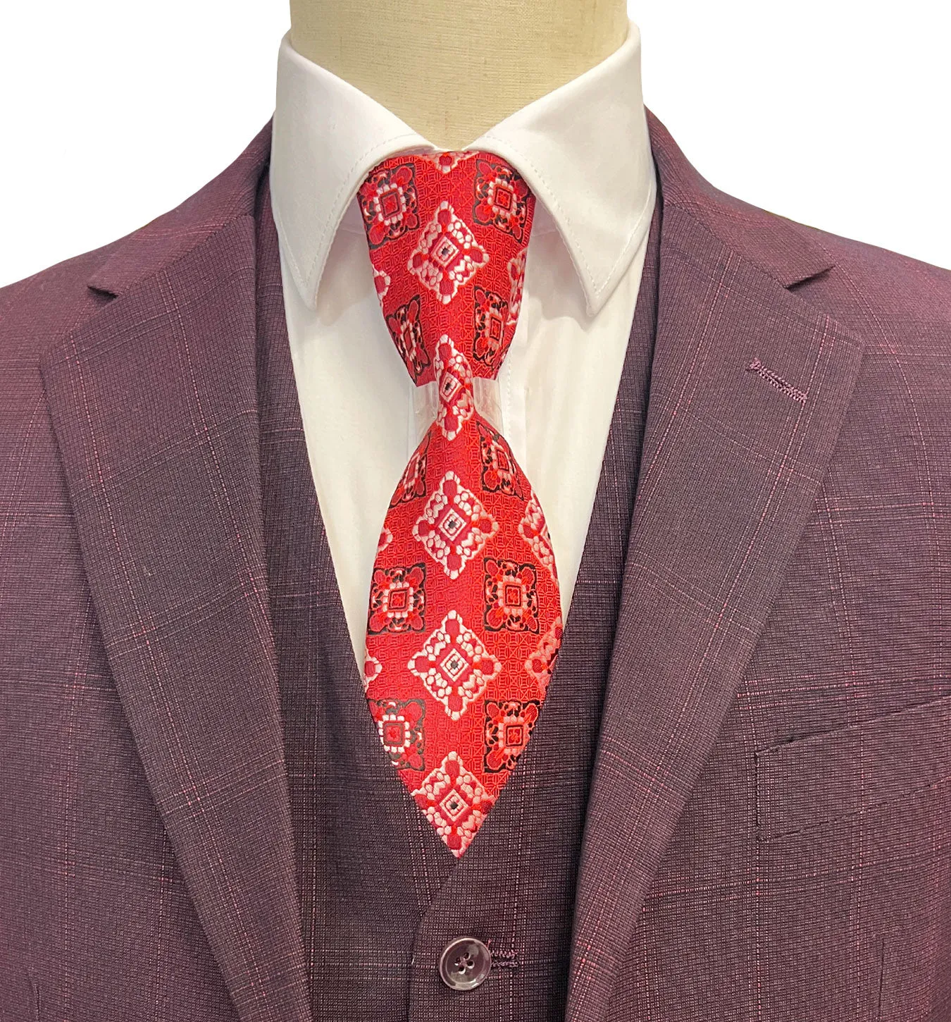 Mazari Modern Fit Vested Suit - Paris Burgundy 2040