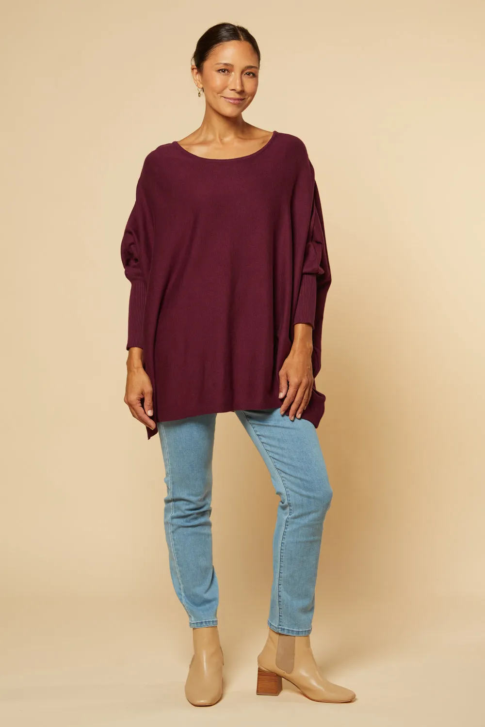 Mia Oversized Jumper in Plum