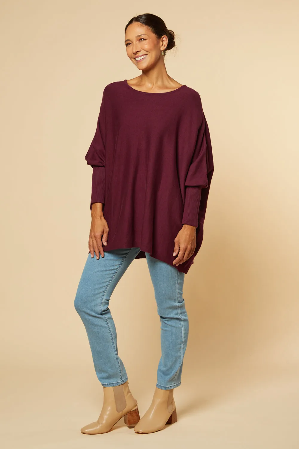 Mia Oversized Jumper in Plum