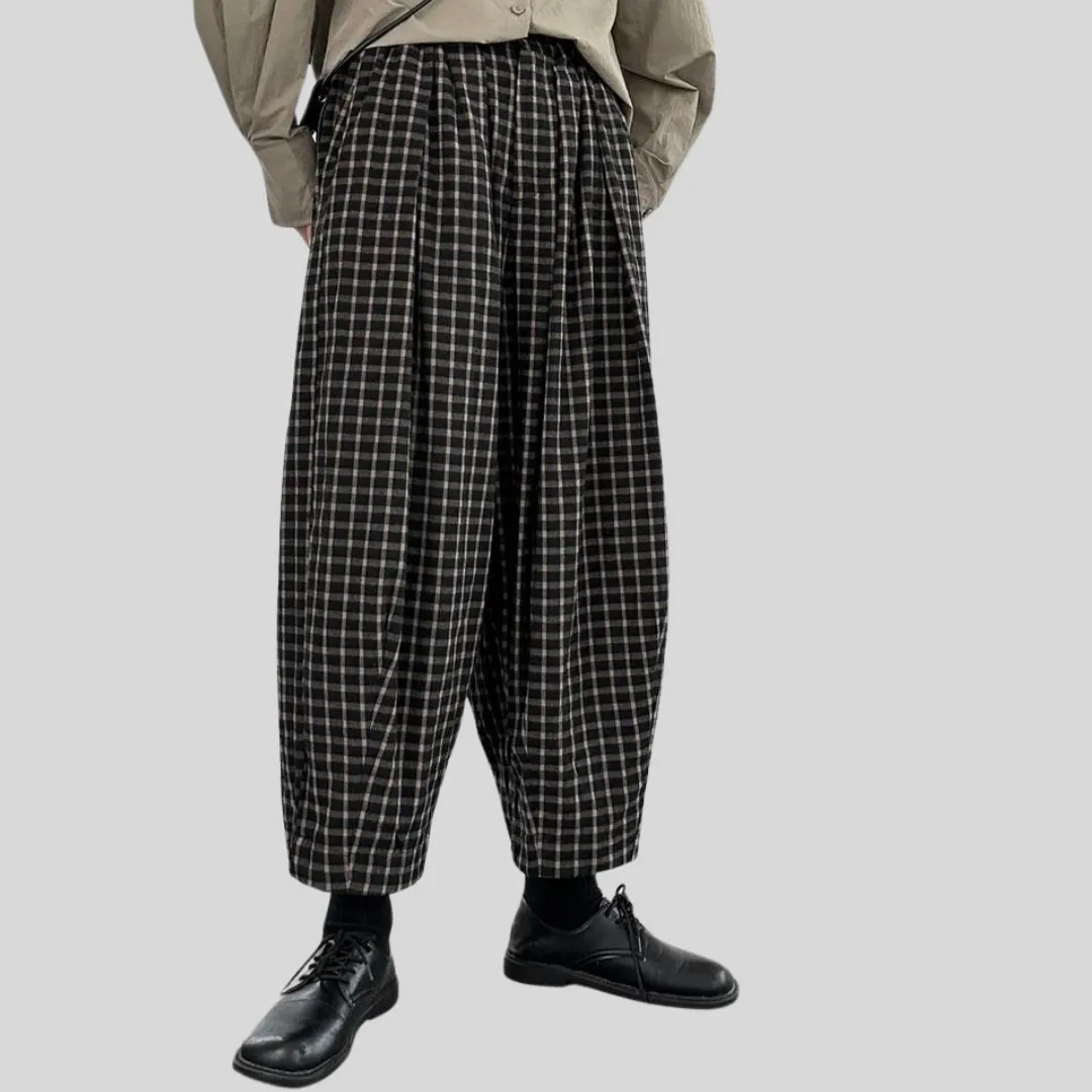 Miss Office Punk Khaki Plaid Pattern Trousers