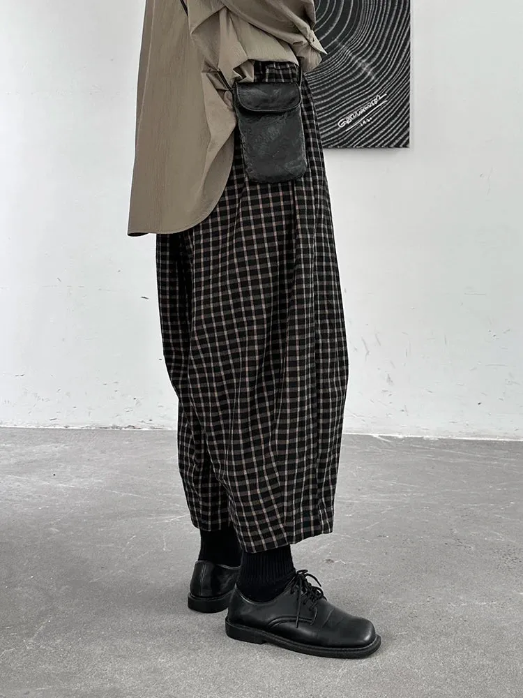 Miss Office Punk Khaki Plaid Pattern Trousers