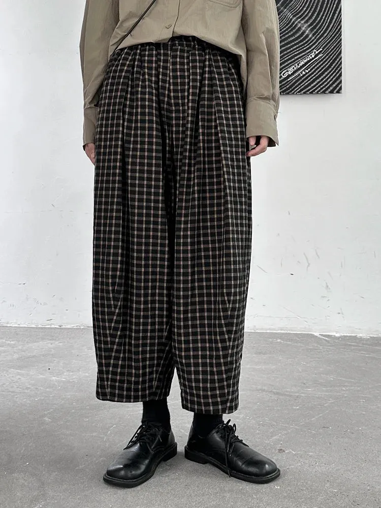 Miss Office Punk Khaki Plaid Pattern Trousers