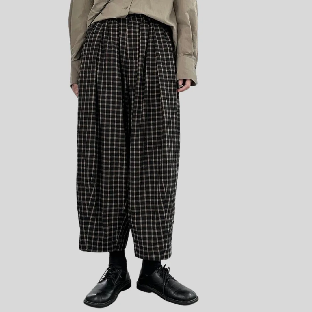 Miss Office Punk Khaki Plaid Pattern Trousers