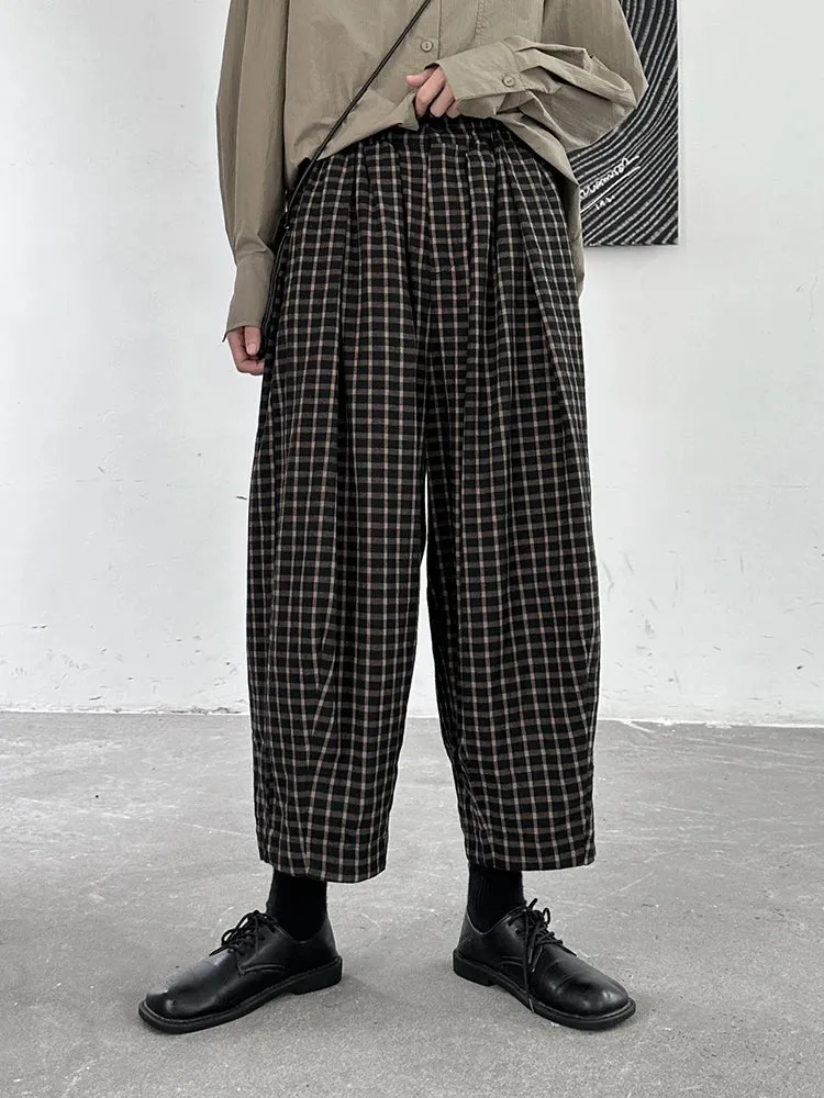 Miss Office Punk Khaki Plaid Pattern Trousers