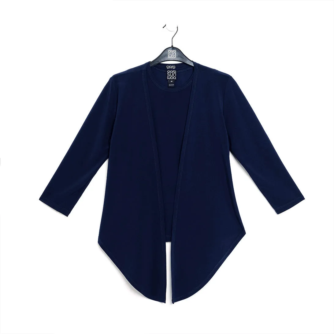 Modern Tie Front Cardigan - Navy