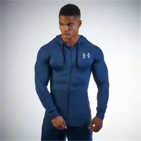 Mens Muscle Fitness Hooded Sweatshirt - 2018 New Autumn Collection, Pure Color Long Sleeve Bodybuilding Hoodie with Zipper