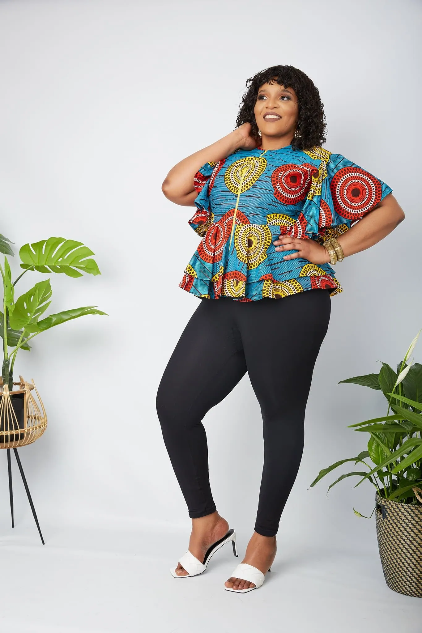 New in African Print Peplum Blouse/Top - Ruby