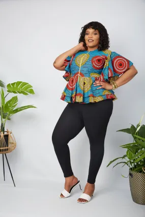 New in African Print Peplum Blouse/Top - Ruby