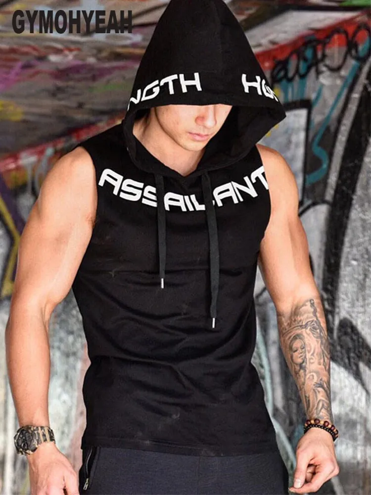 NEW Mens Gyms Hoodie Singlets Sweatshirts sleeveless hoodies printing Bodybuilding Fitness male waistcoat Shirts Casual hoodies