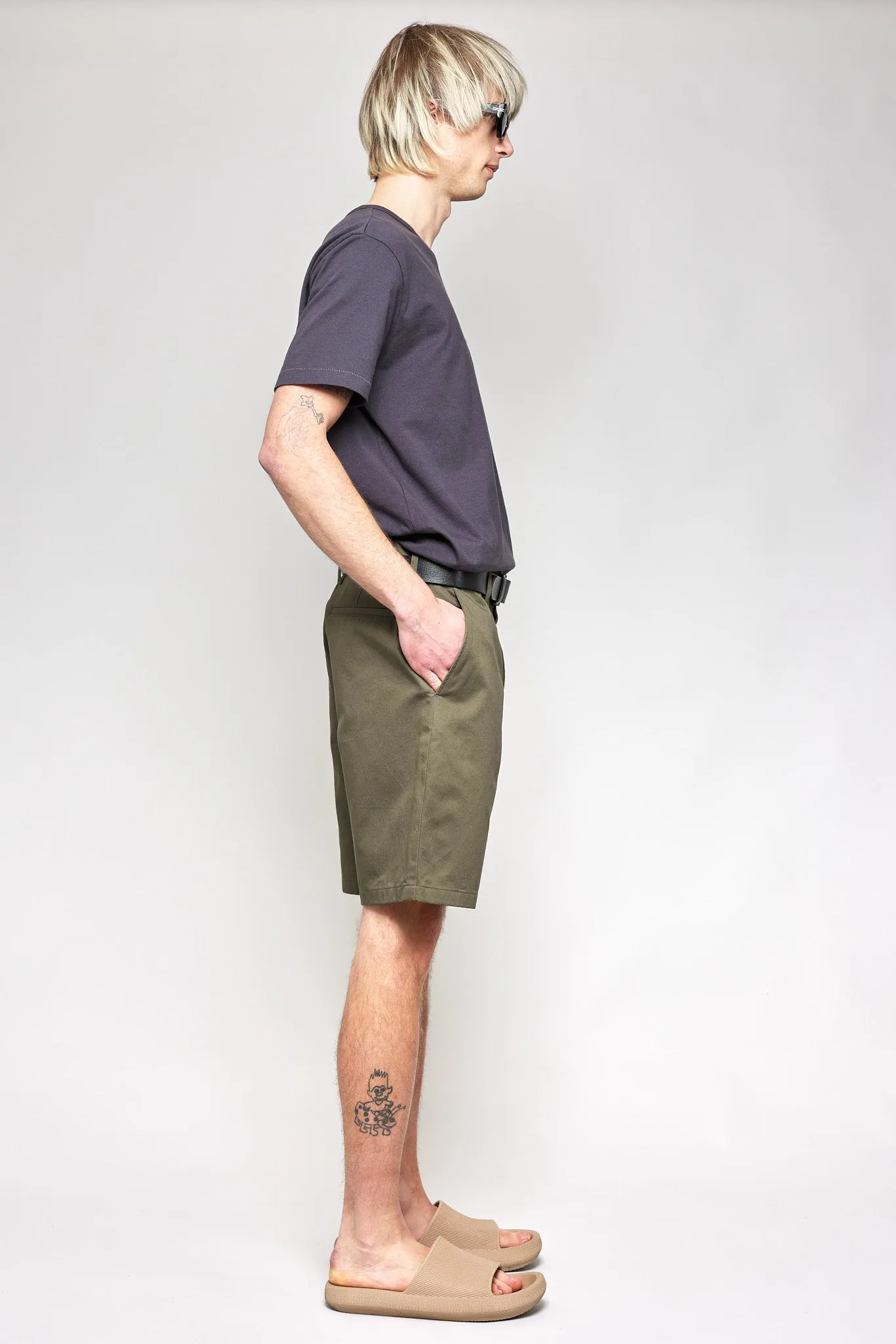 NS1205-5 Japanese Chino Shorts High Density Twill in Green