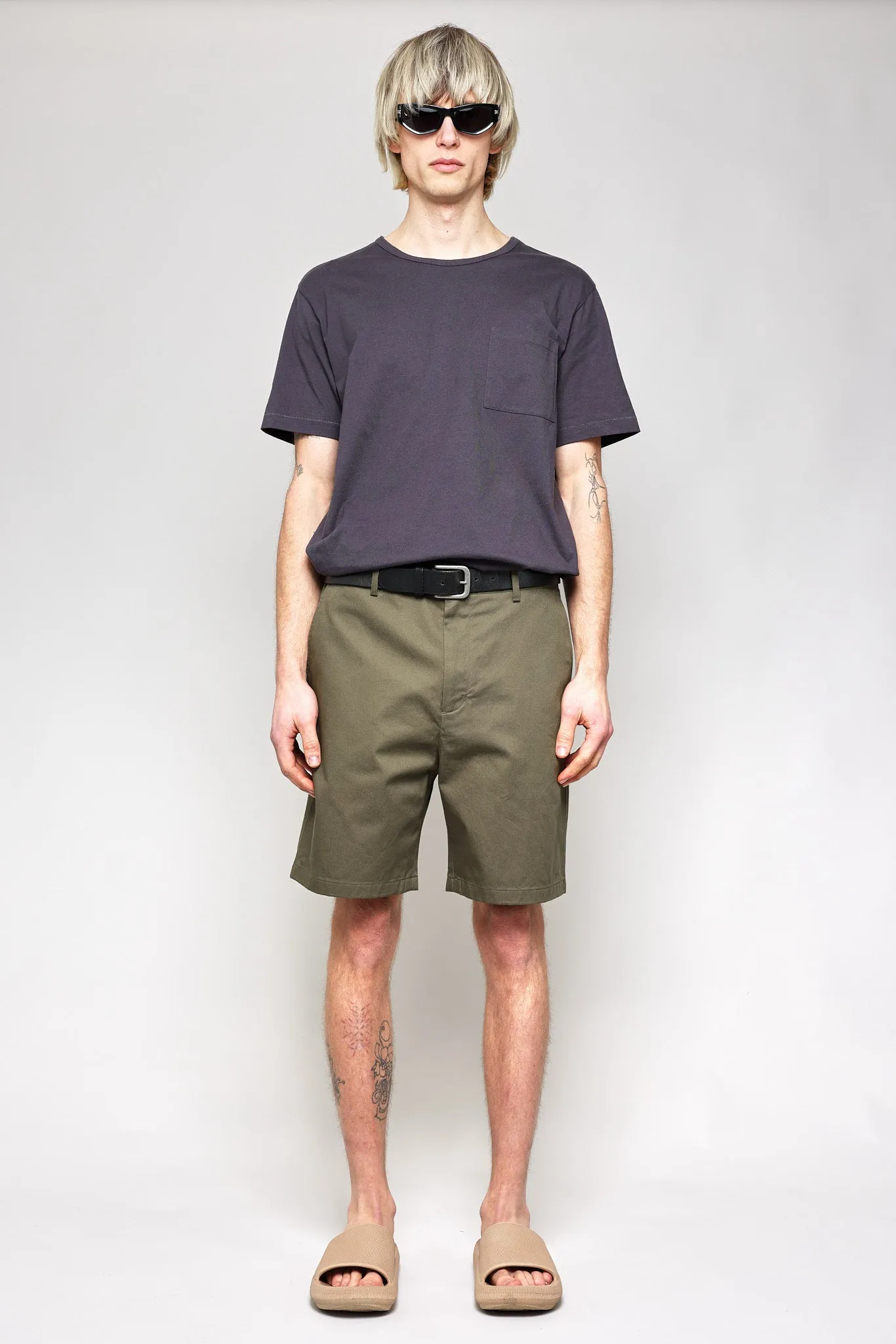 NS1205-5 Japanese Chino Shorts High Density Twill in Green