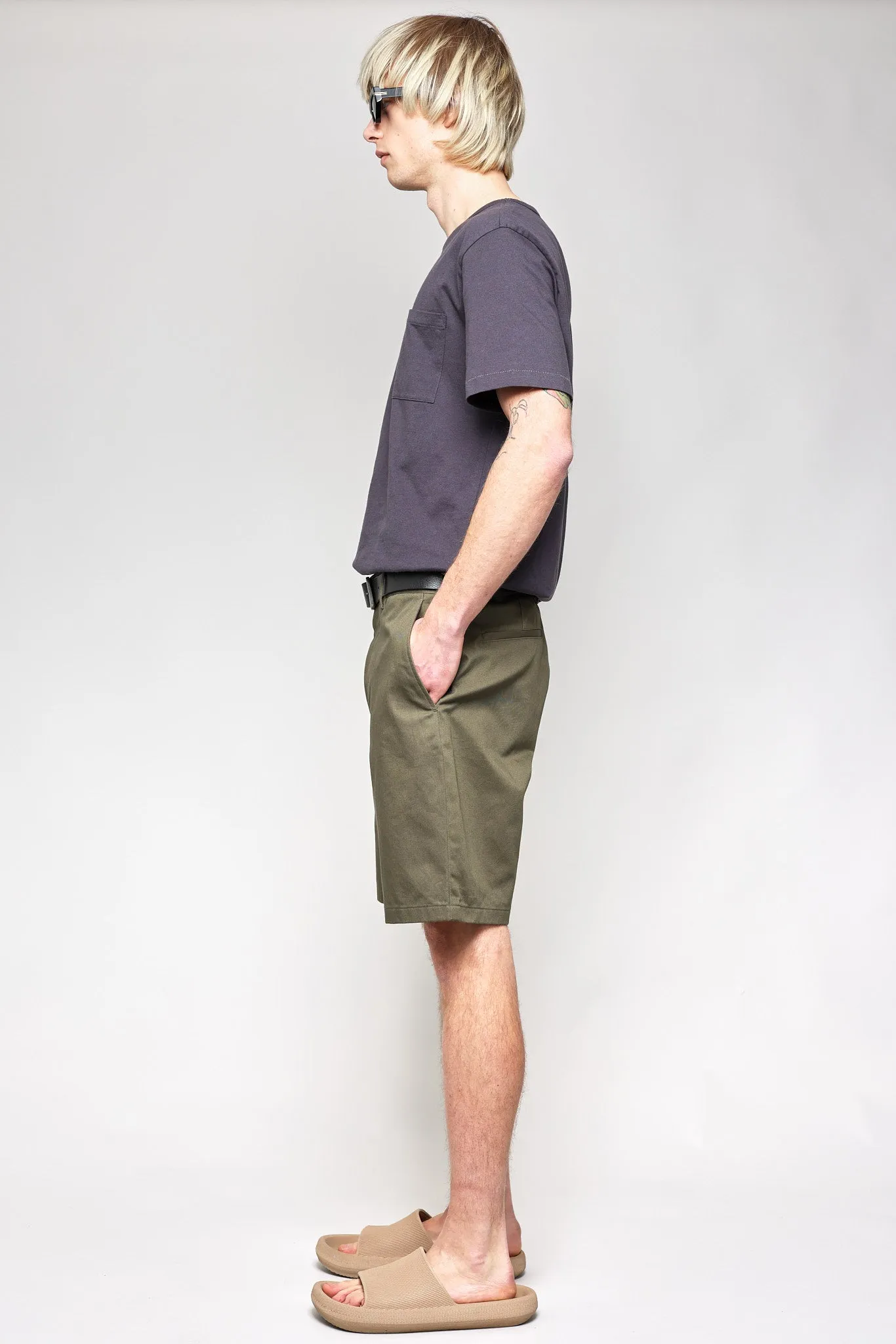 NS1205-5 Japanese Chino Shorts High Density Twill in Green