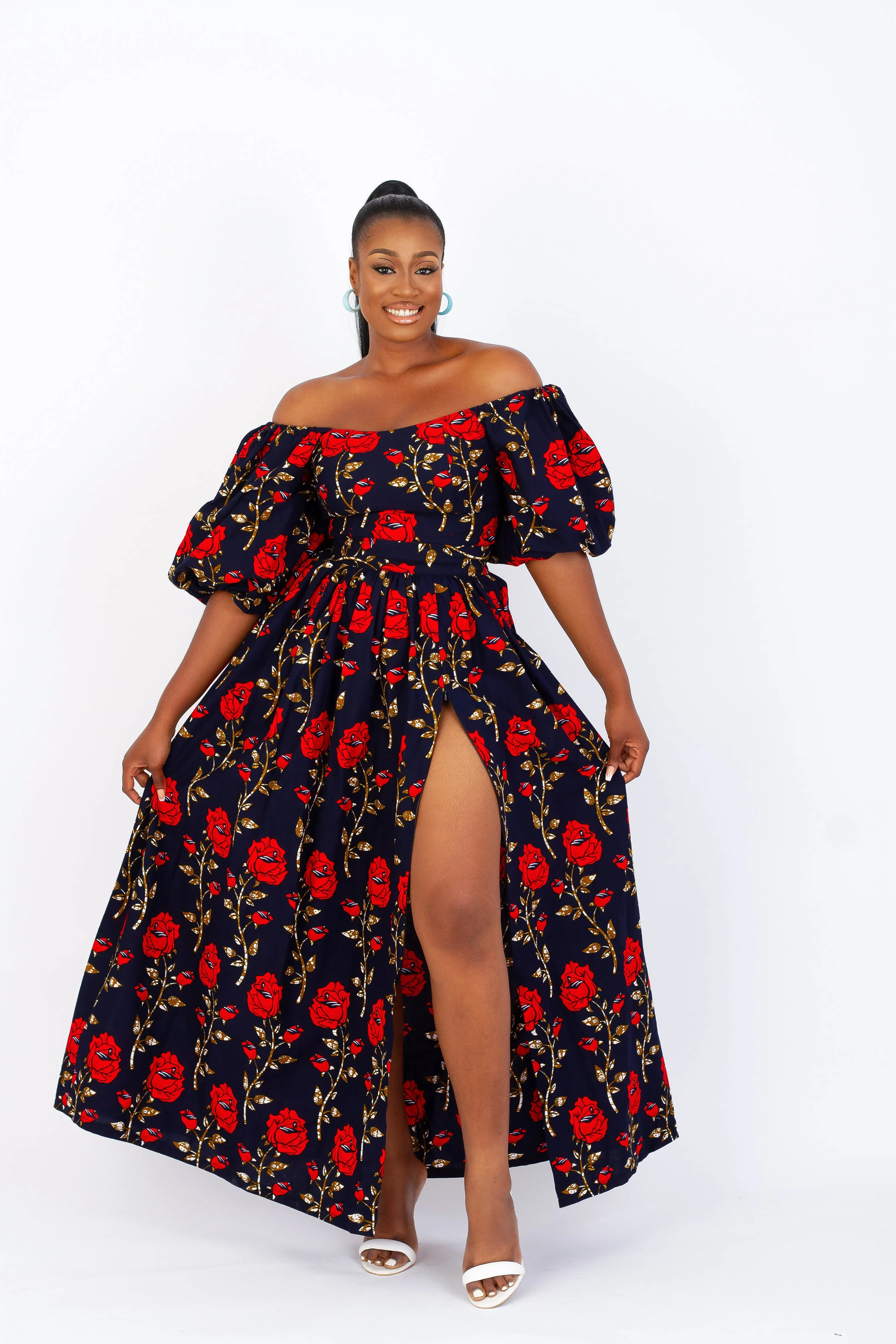 Off Shoulder African Print Crop Top/Blouse - Toby