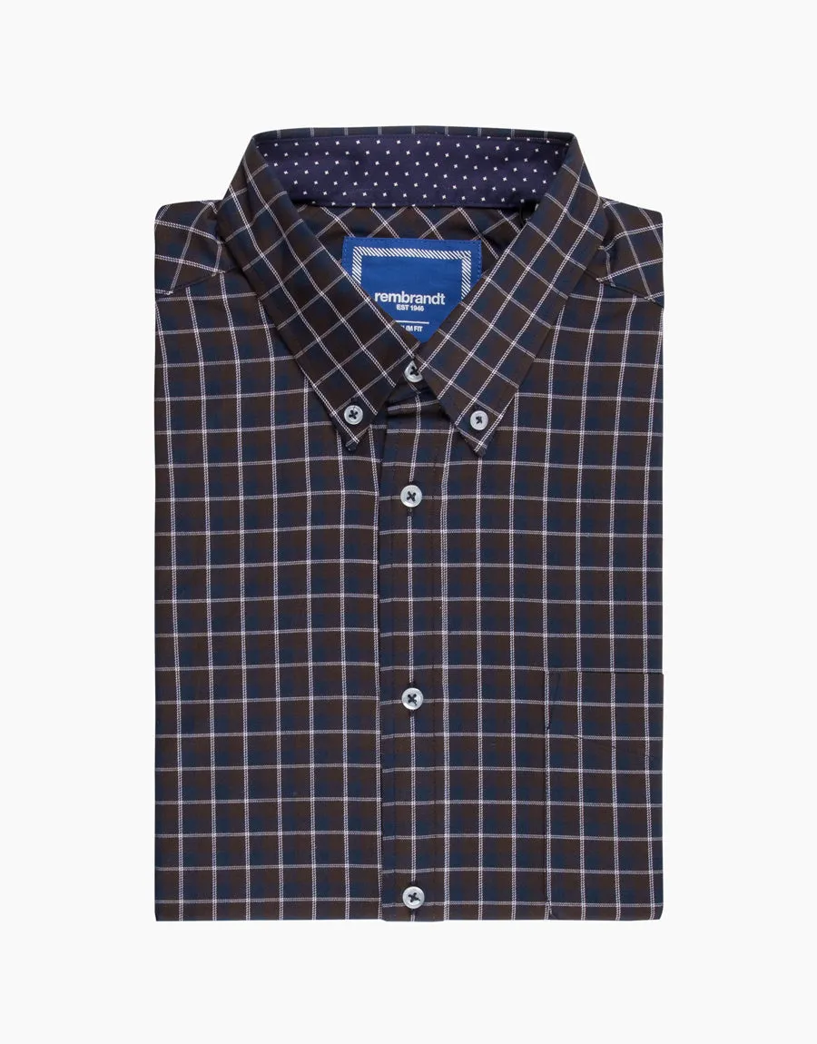 Ohope Chocolate Brown Check Shirt