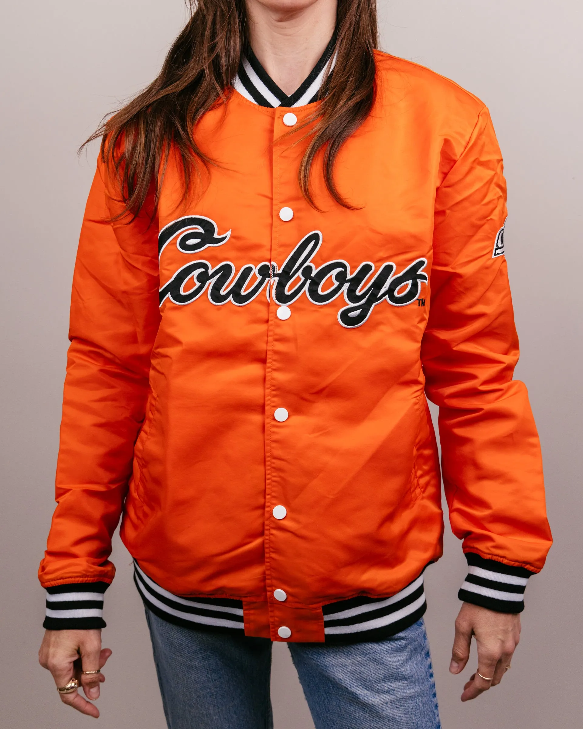 OSU Cowboys Script Orange Varsity Jacket