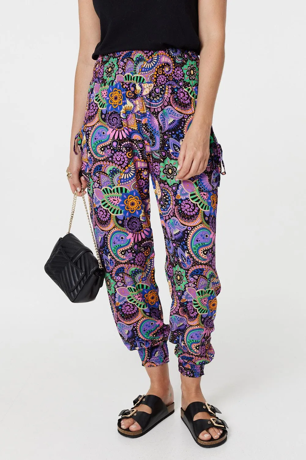 Paisley Tassel Pocket Harem Pants