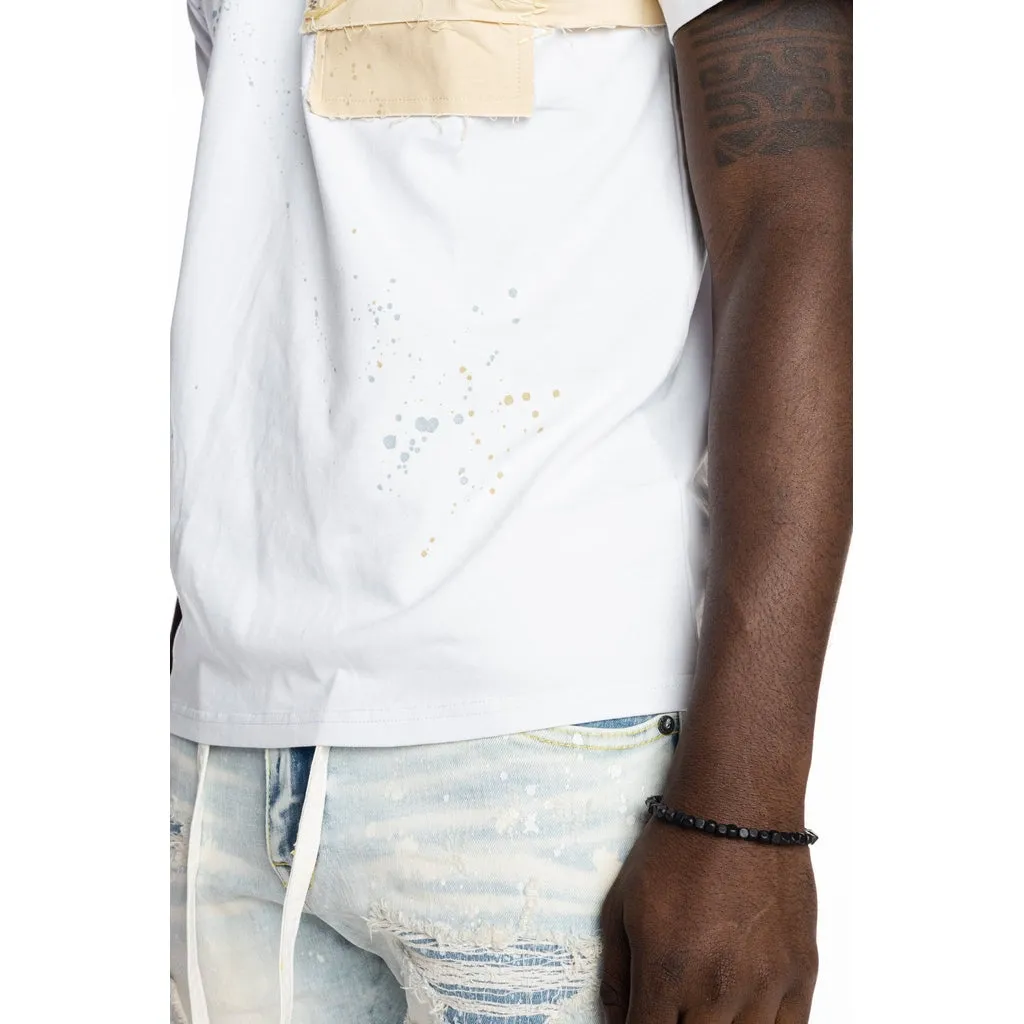 Patchwork Pocket Fashion Tee - White