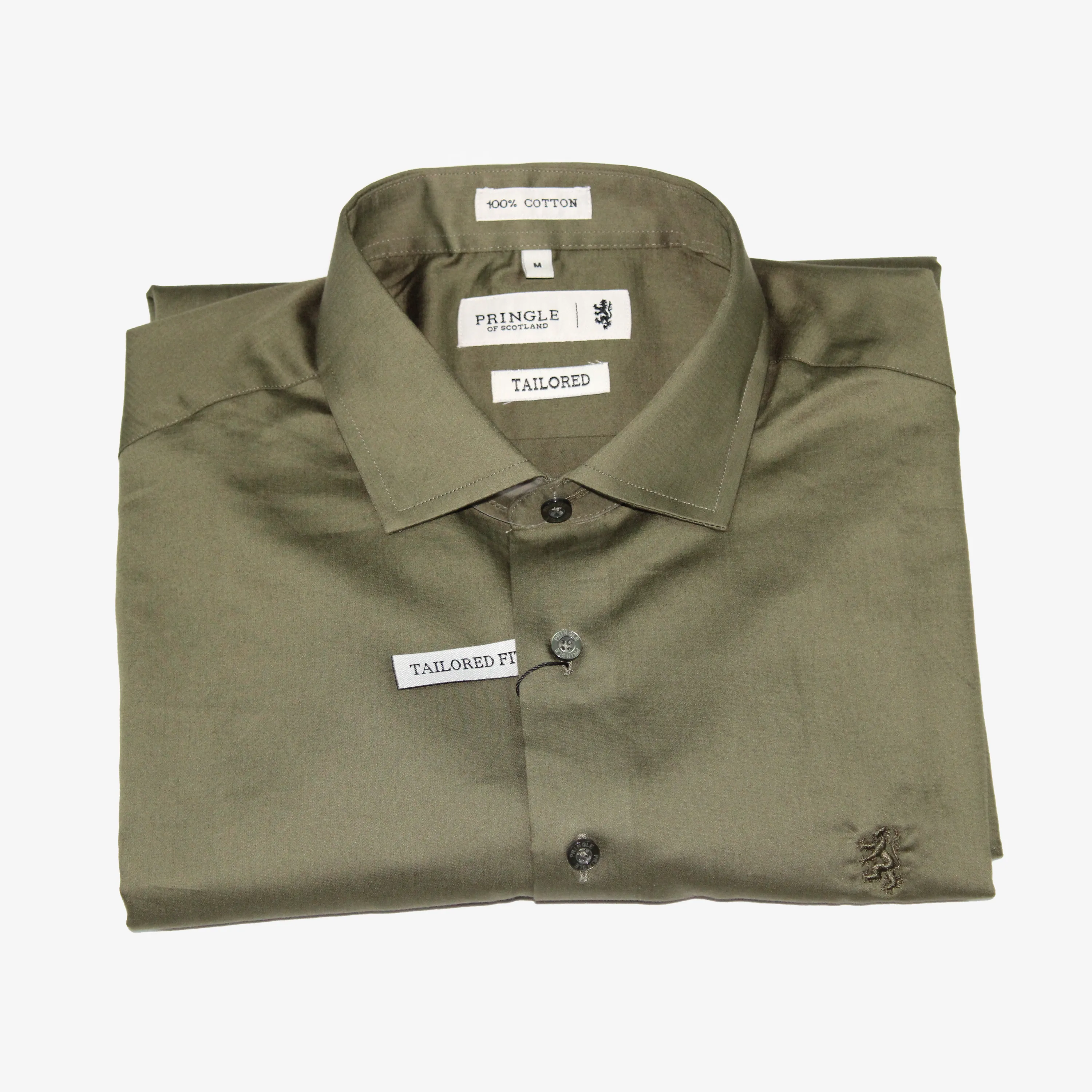 Pringle LS Slim Olive Tailored Fit Shirt