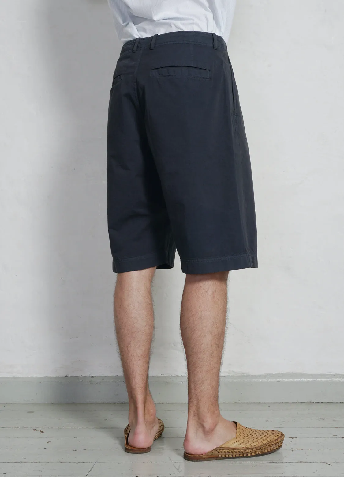 ROBIN | Wide Pleated Shorts | Blue Grey