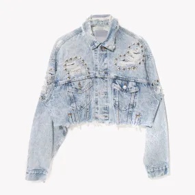 RWDZ Acid Distressed Studded Denim Jacket