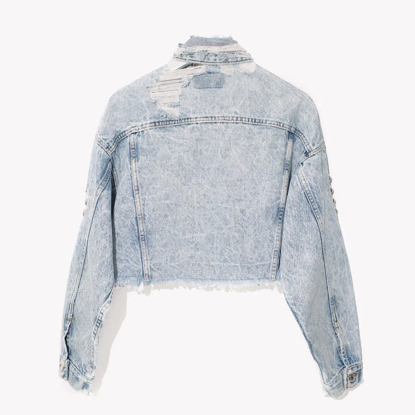 RWDZ Acid Distressed Studded Denim Jacket