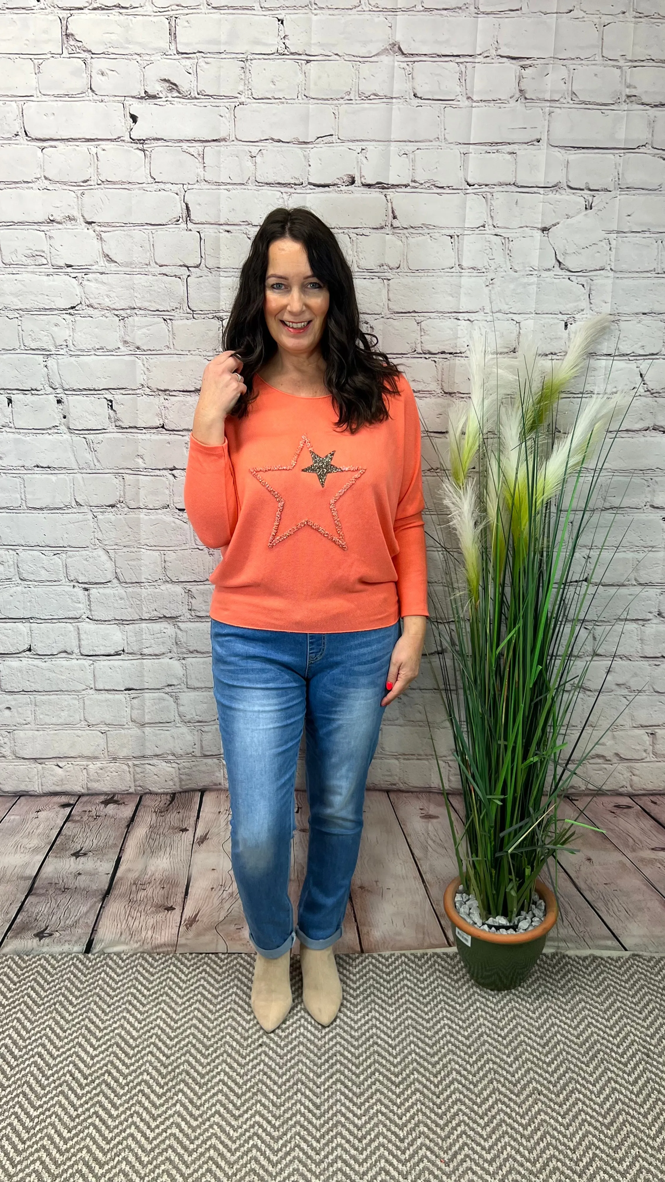 SANDRA Star Emboss Fine Knit