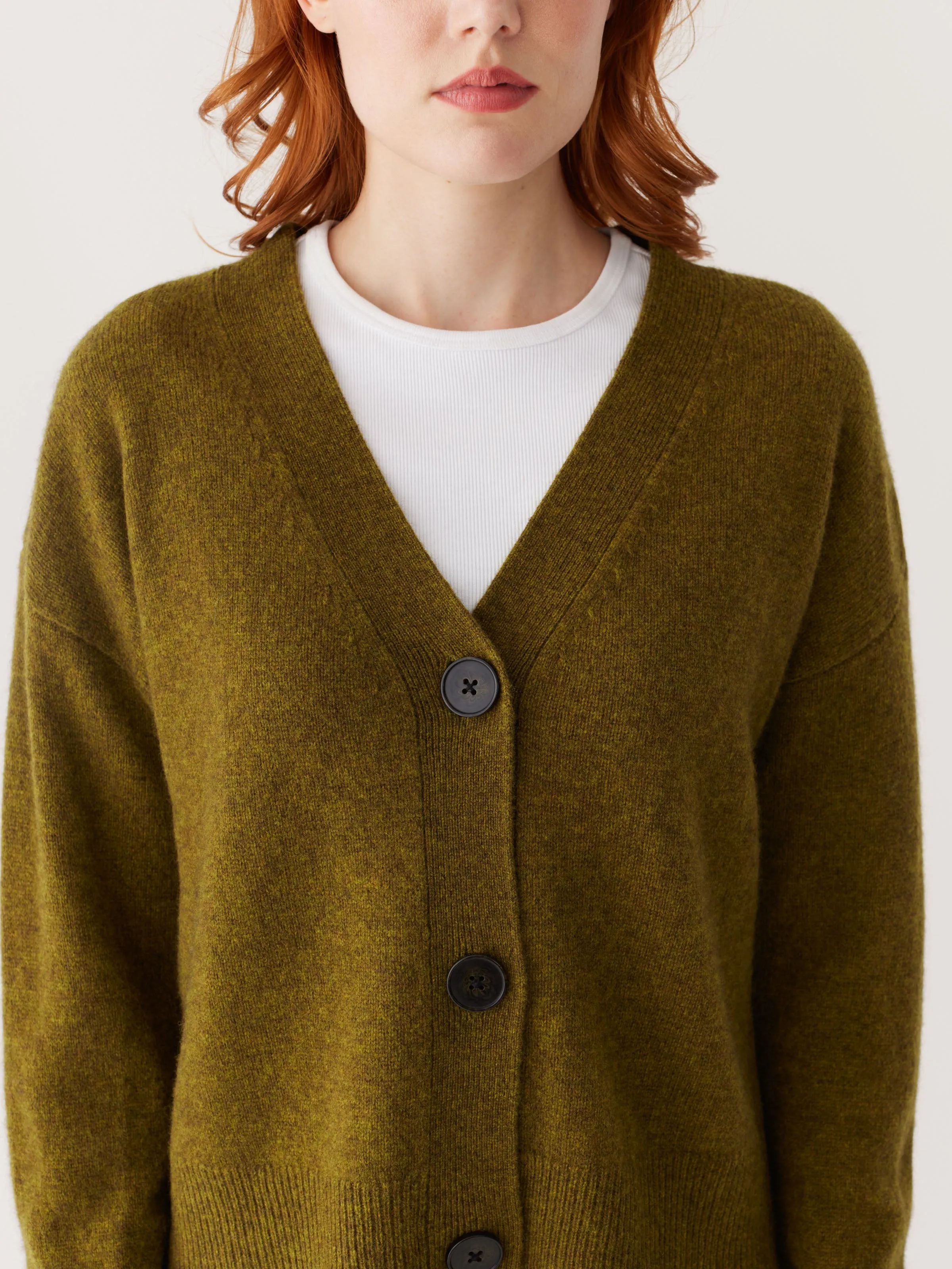 The Yak Wool Cardigan in Olive