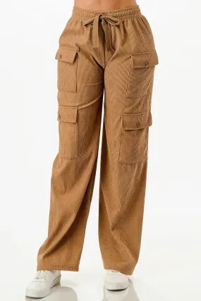 Tie Front Corduroy Cargo Pants