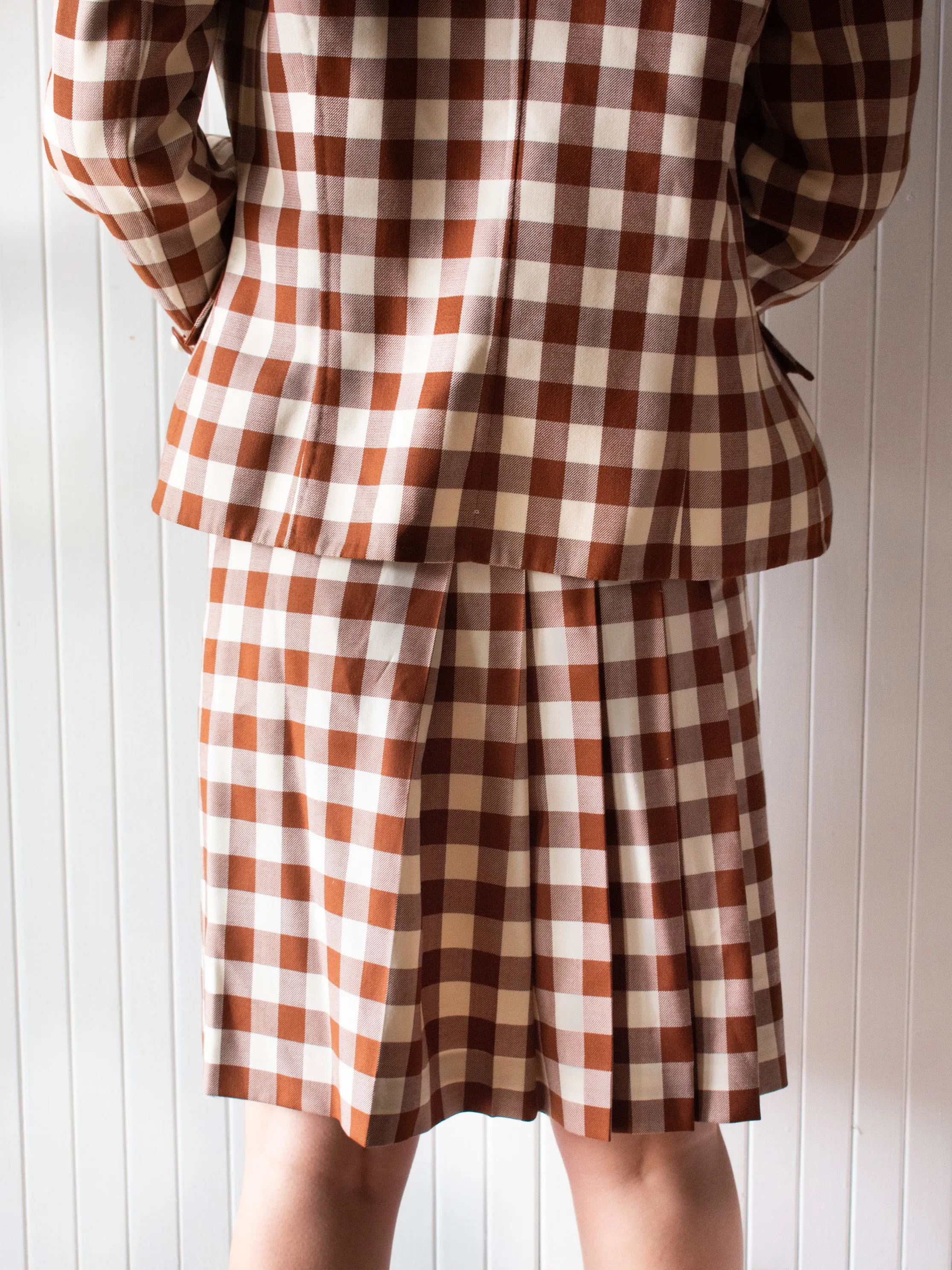 Vintage 1980s Oscar de la Renta Coordinate Gingham Set Large