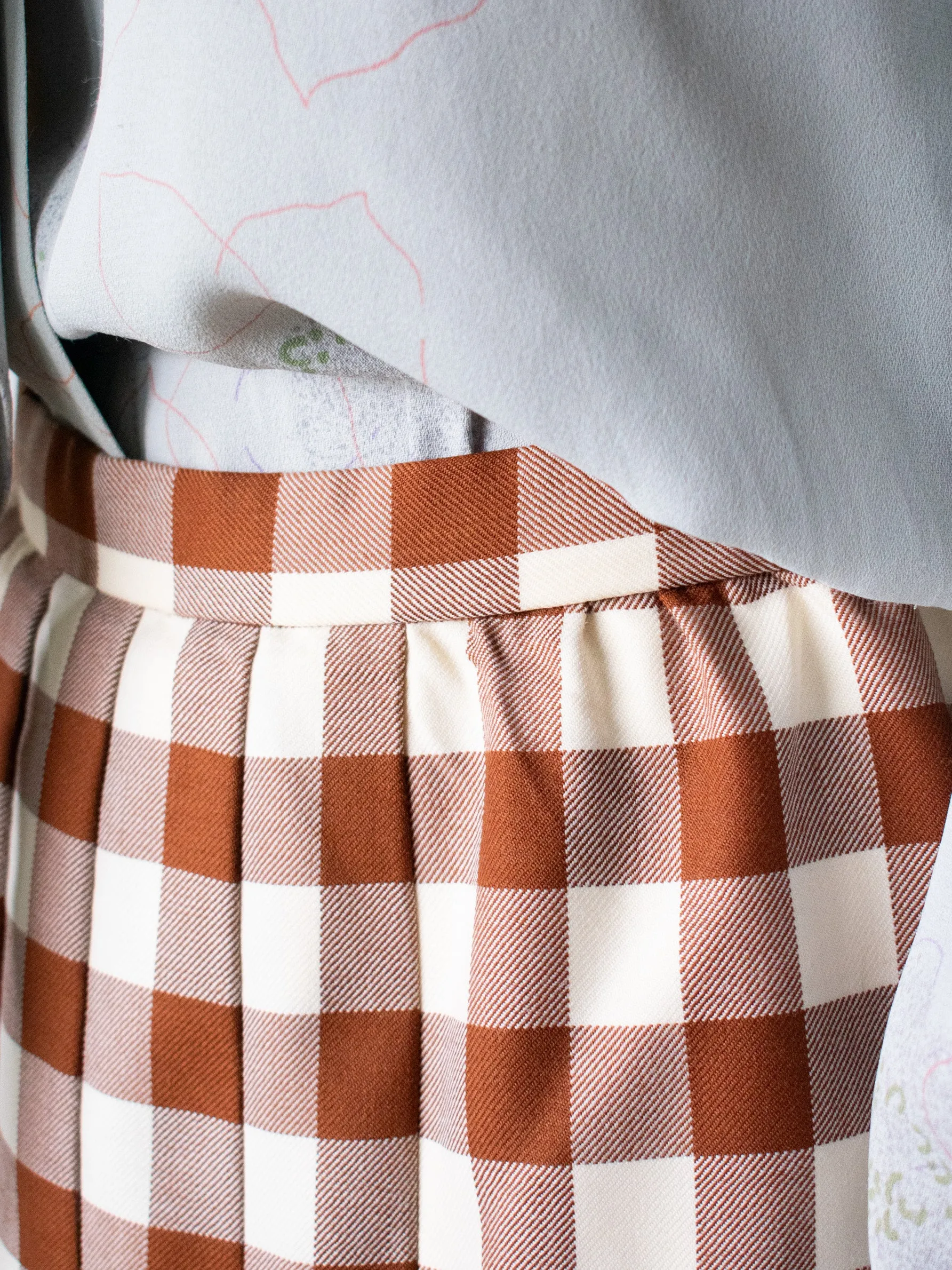 Vintage 1980s Oscar de la Renta Coordinate Gingham Set Large