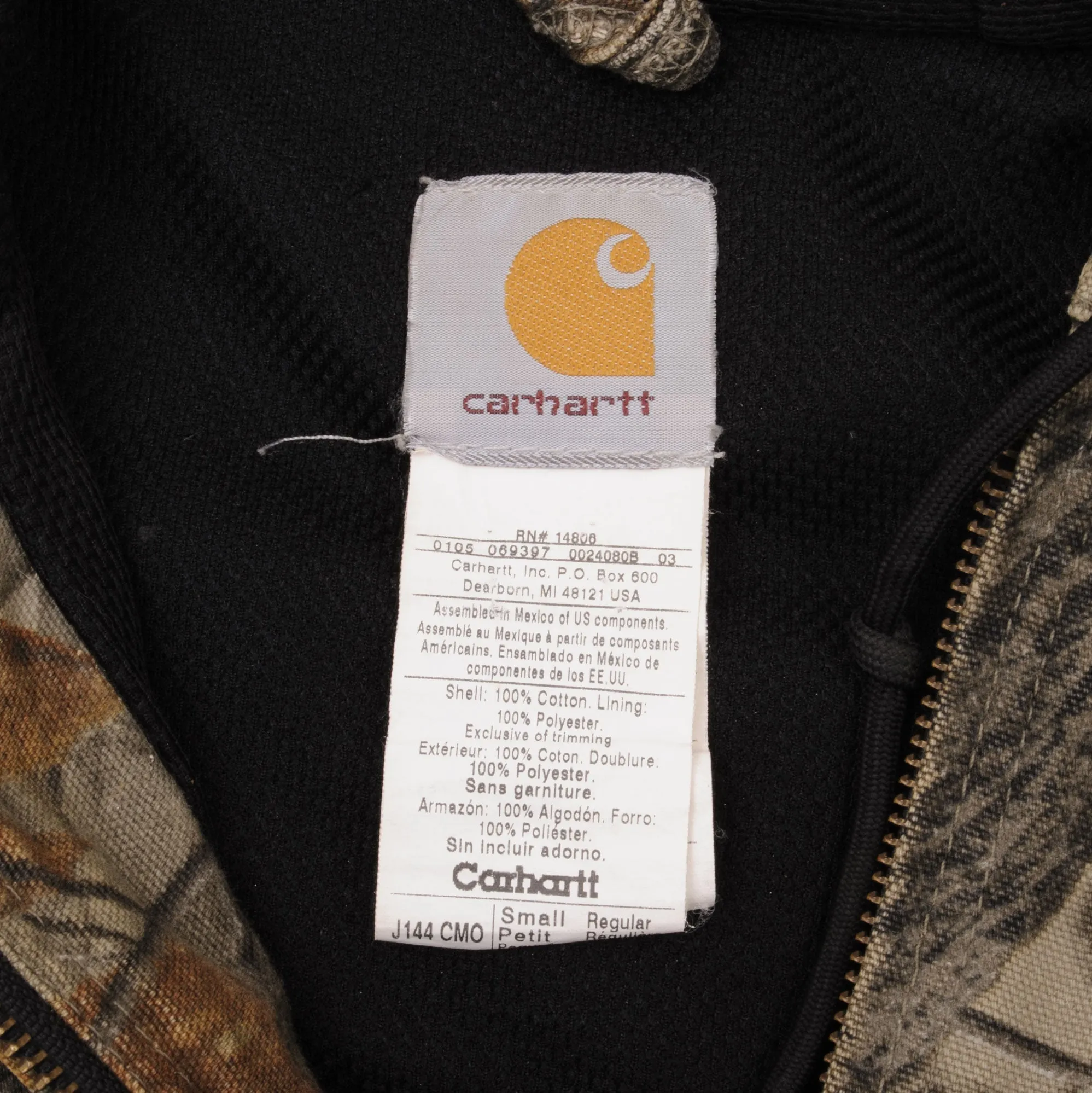 VINTAGE CARHARTT REALTREE HARDWOODS CAMO ACTIVE JACKET J144CMO SIZE SMALL