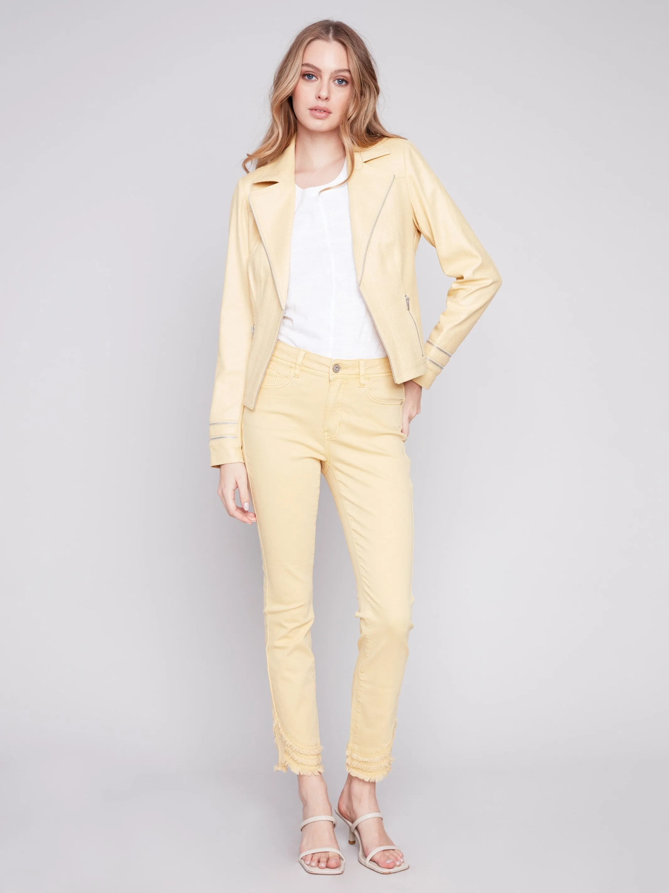 Vintage Faux Leather Jacket - Lemon