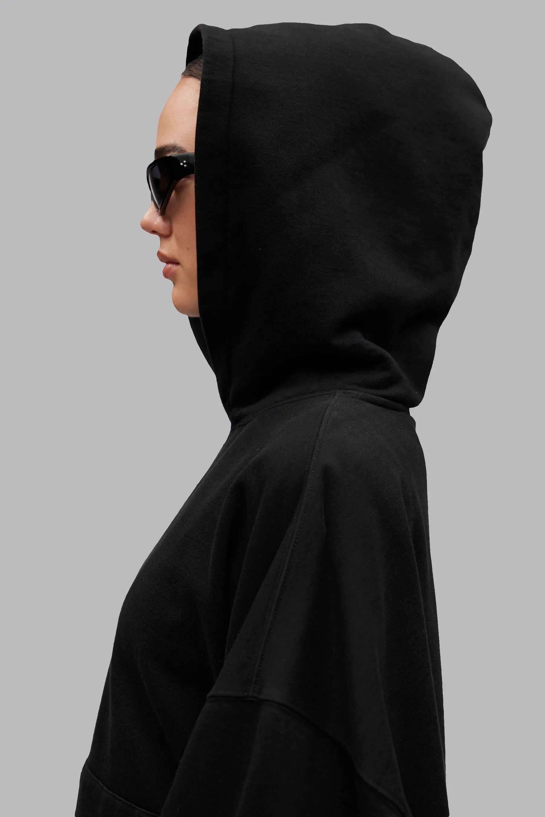 V_LYFE420 LONGLINE HOODIE - Black