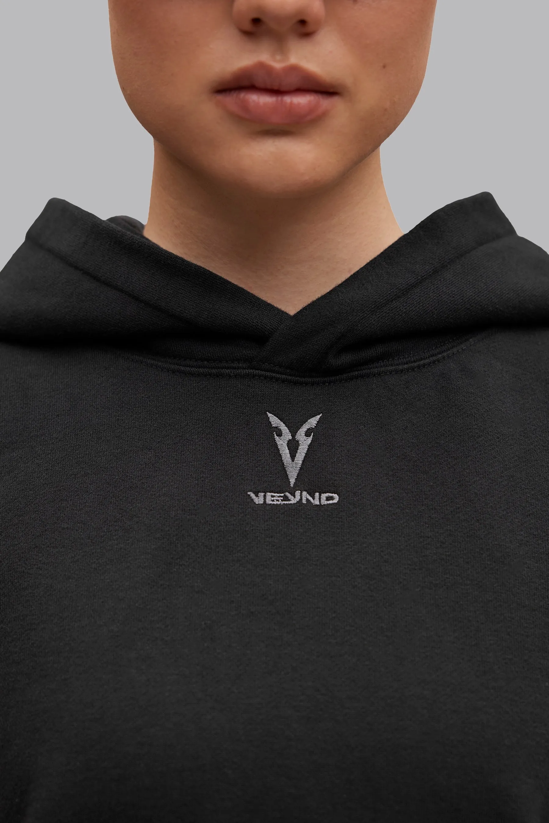 V_LYFE420 LONGLINE HOODIE - Black