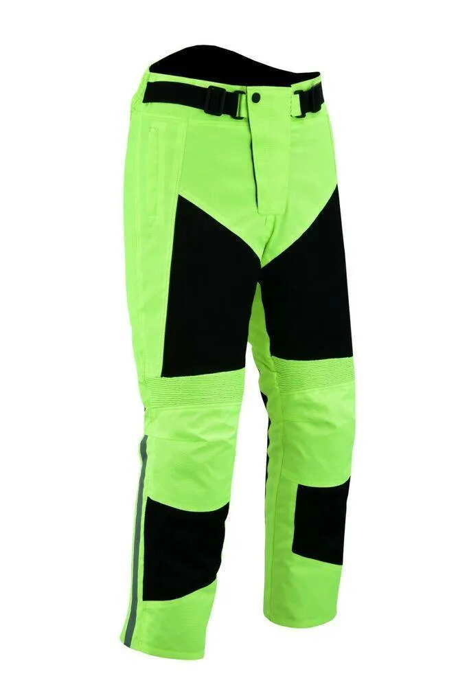 Warrior Gears® Air Mesh Motorbike Suits for Men, Breathable Textile Motorbike Jacket and Trouser with Removable Lining and CE Armours -Hivis & Black