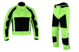 Warrior Gears® Air Mesh Motorbike Suits for Men, Breathable Textile Motorbike Jacket and Trouser with Removable Lining and CE Armours -Hivis & Black