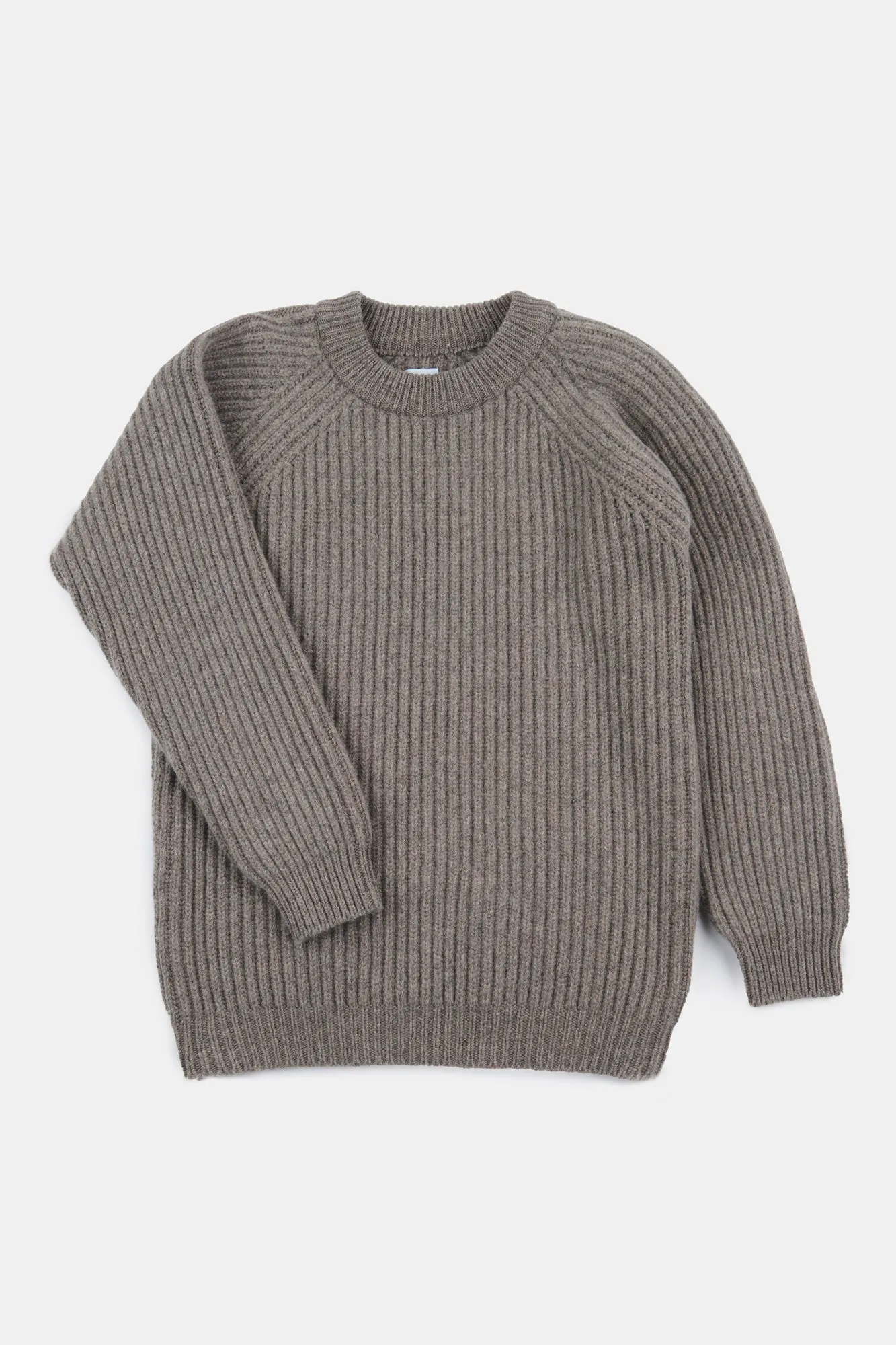 Women's Lambswool Fisherman Ribbed Jumper - Truffle